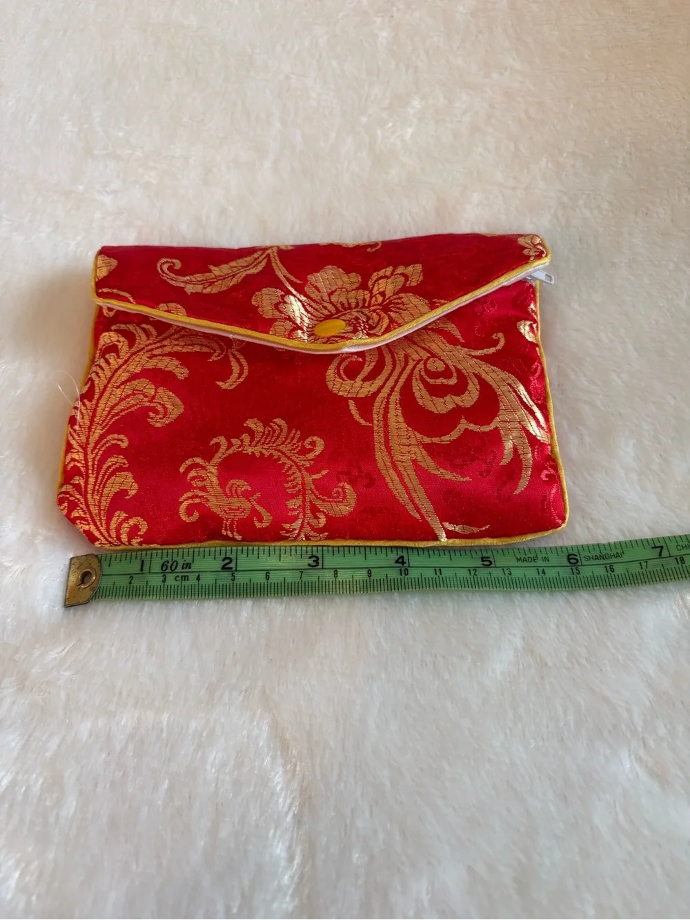 Red Floral Brocade jewelry pouches Envelope Clutch style -